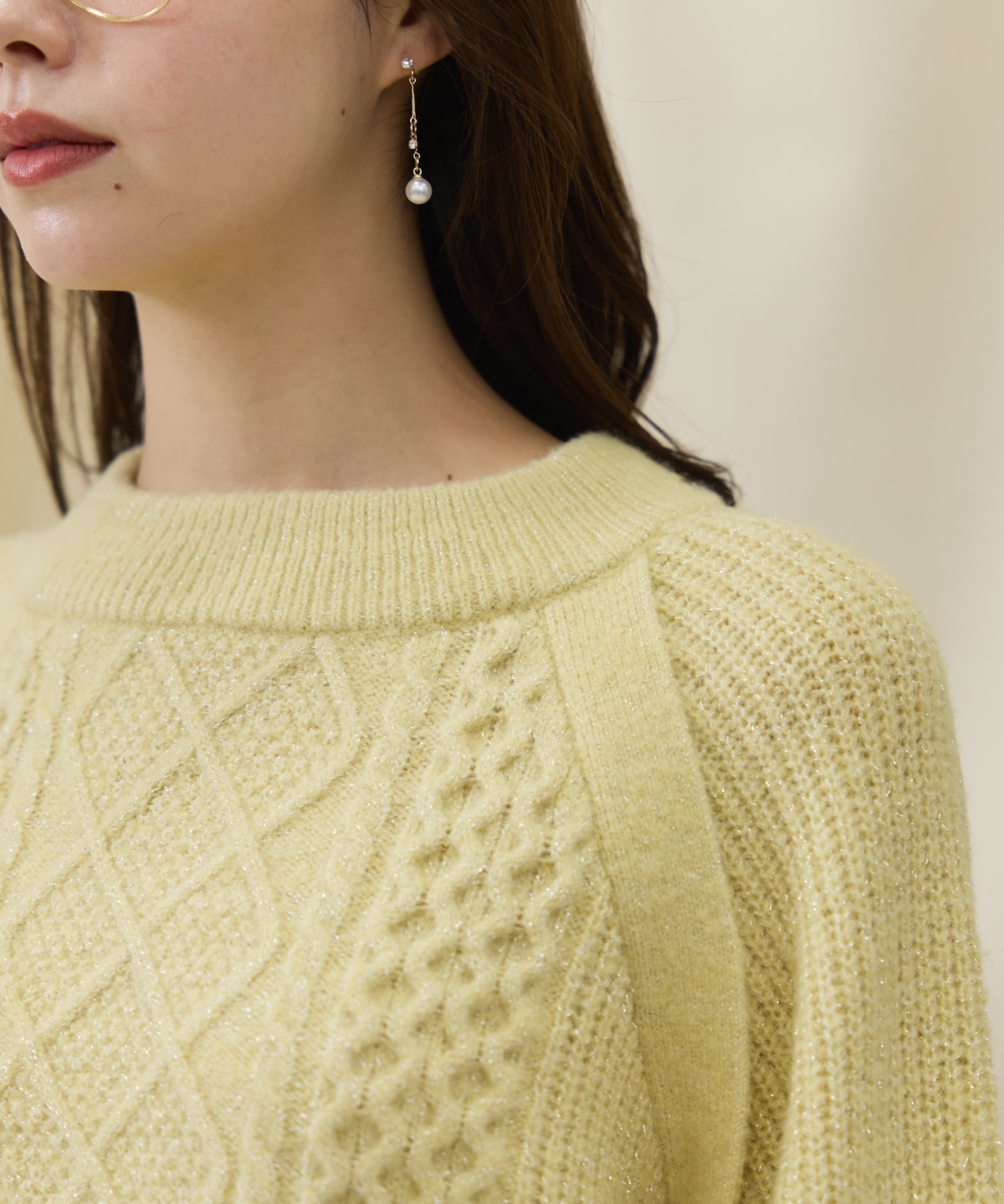 ラメケーブルクロップドプルオーバー