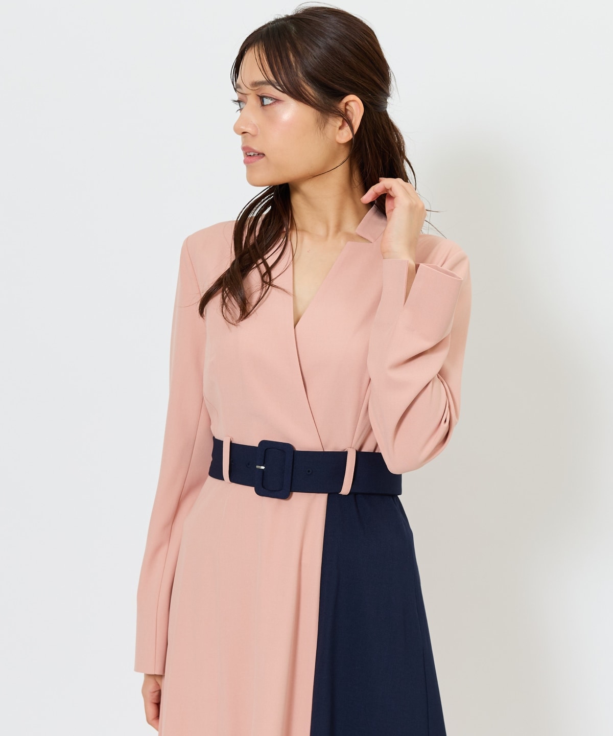 バイカラーカシュクールワンピース