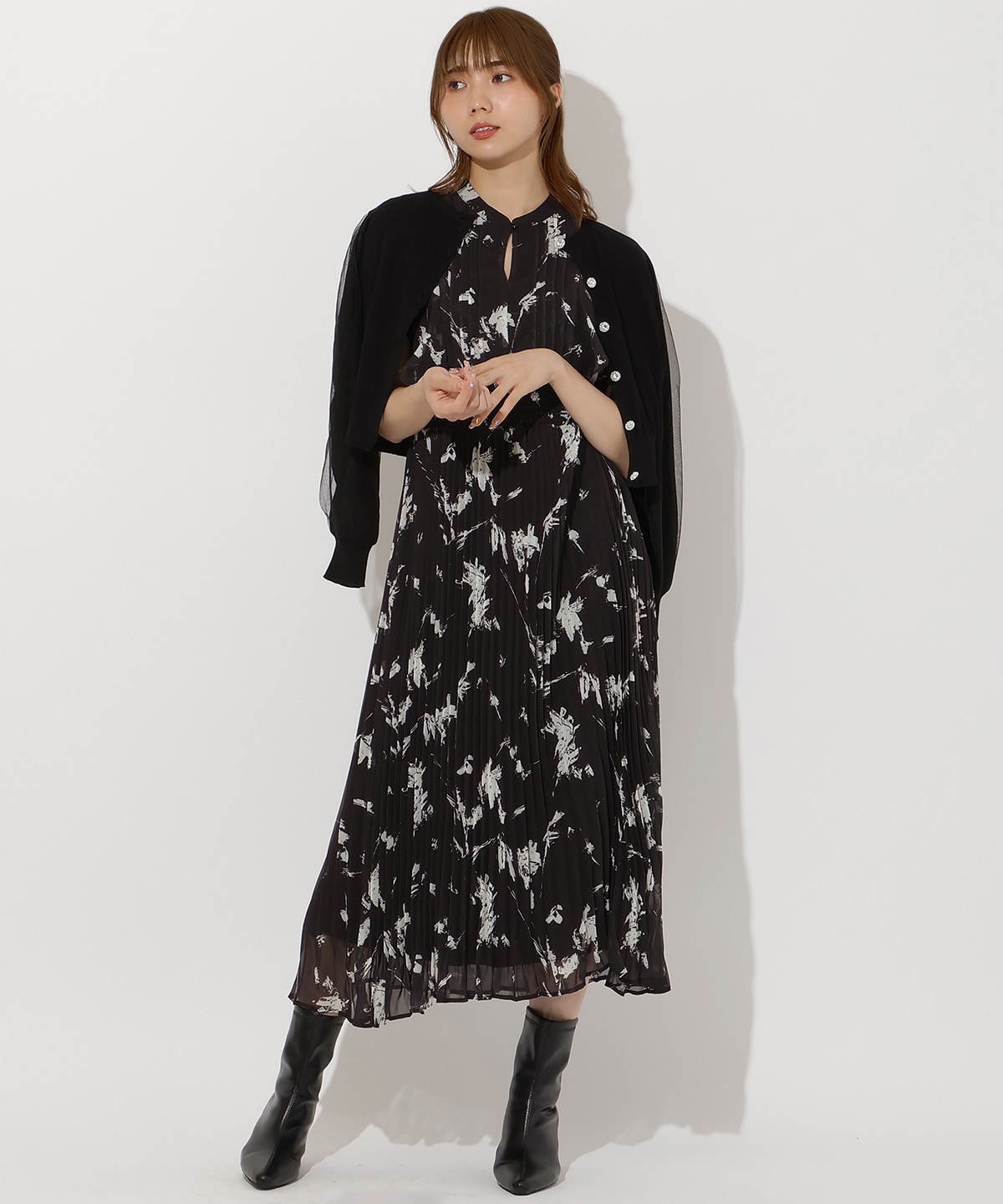 シフォンプリーツワンピース