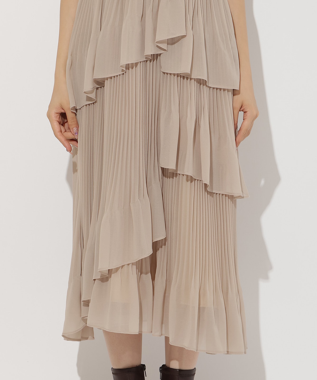 ベストレイヤードプリーツワンピース