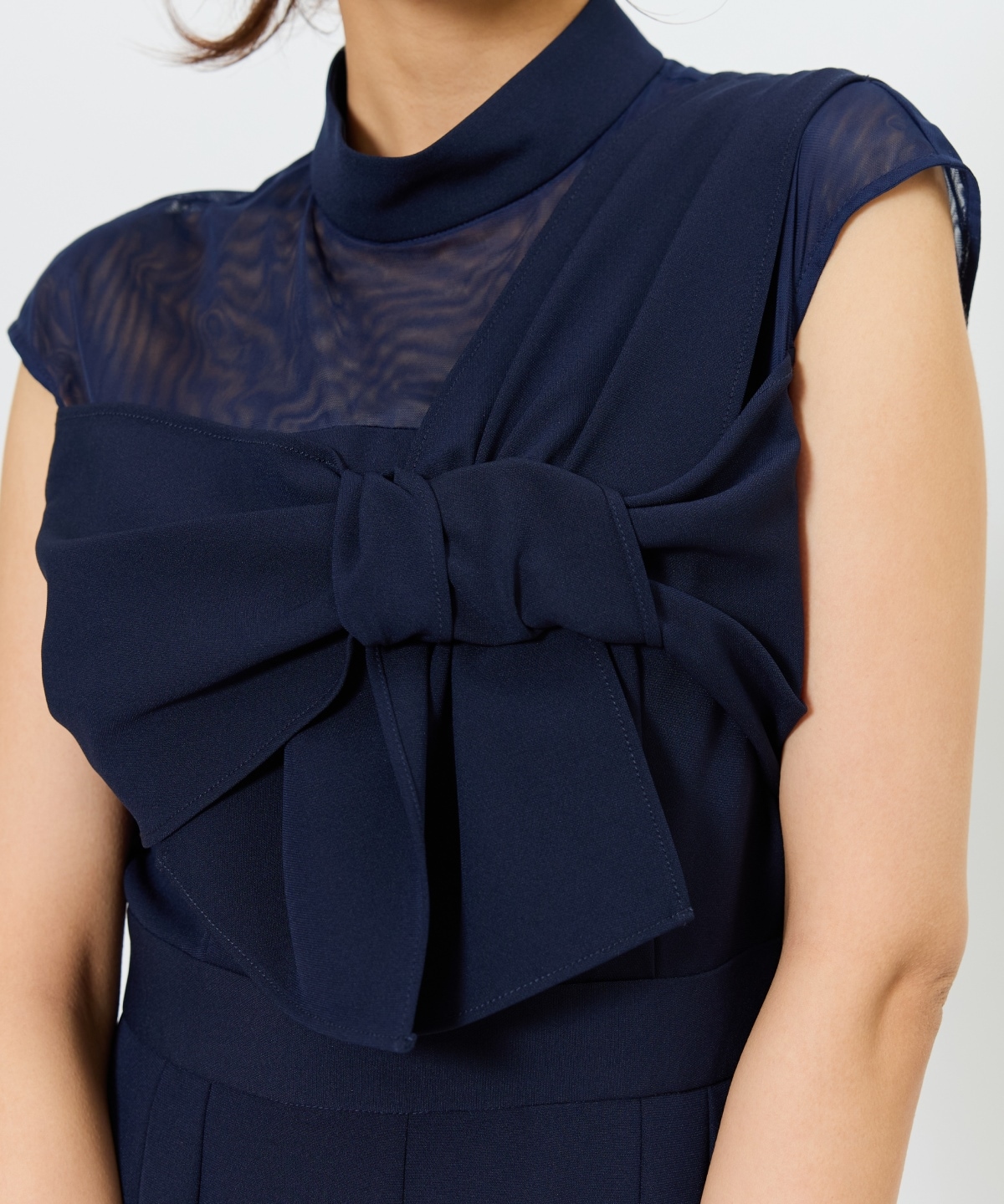 アシメショルダーリボンオールインワン