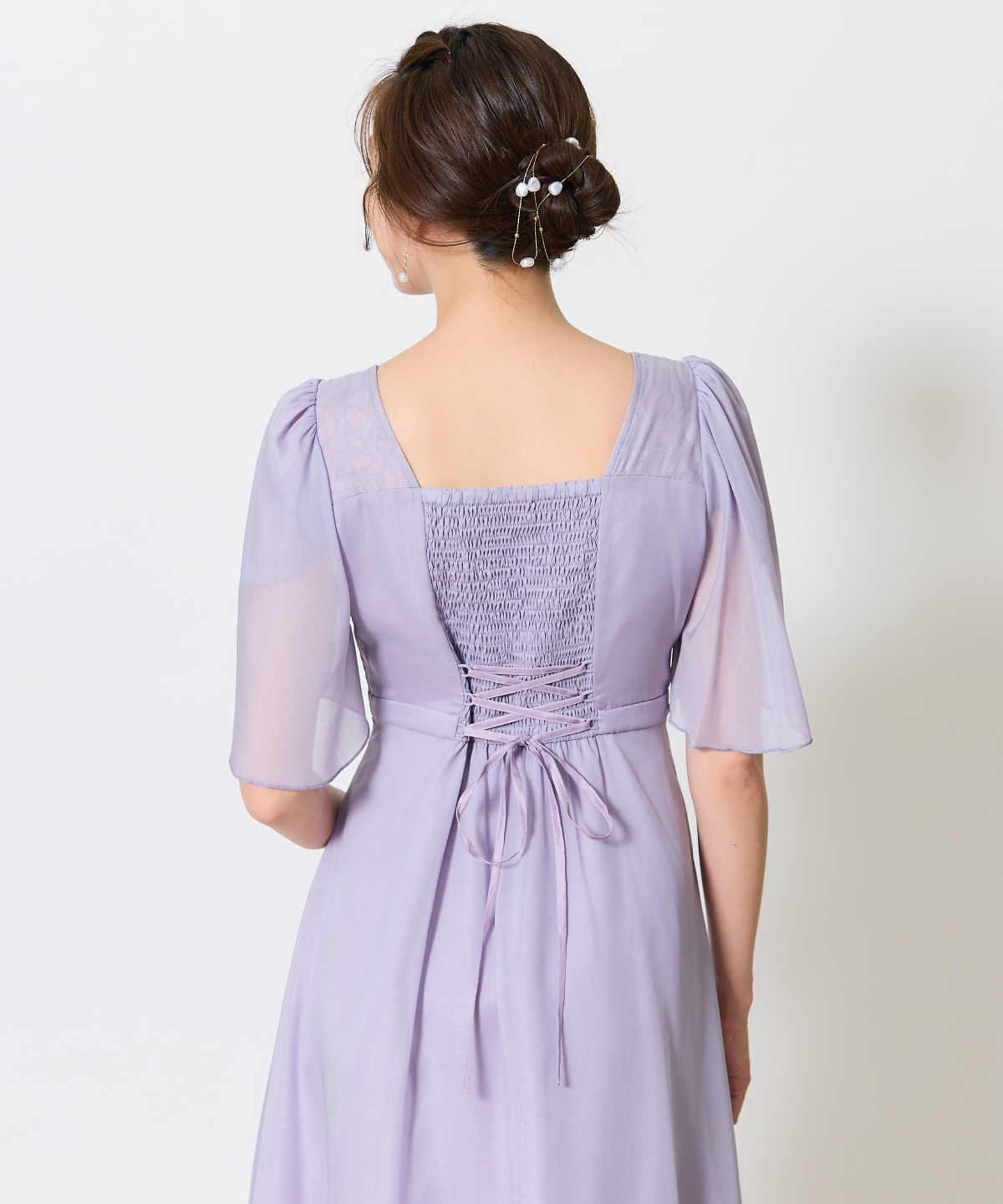 カシュクールレースレイヤードドレス