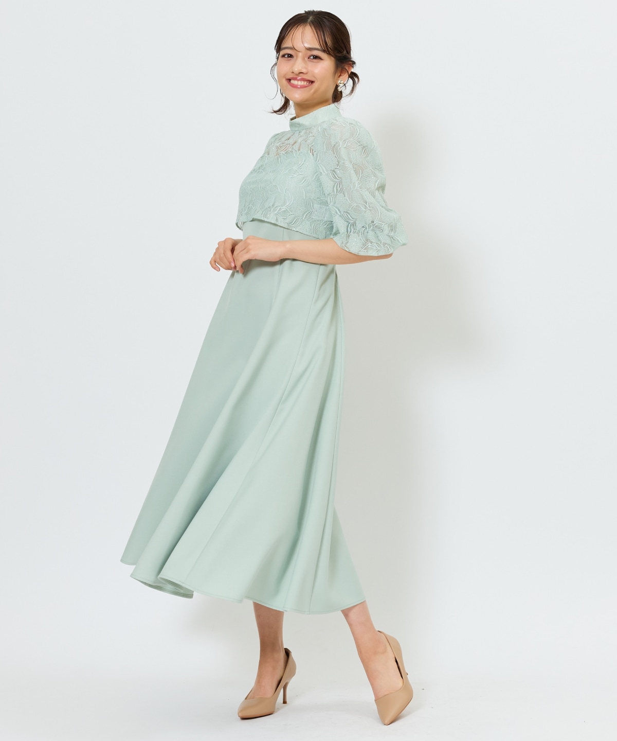 リーフレースレイヤードレス