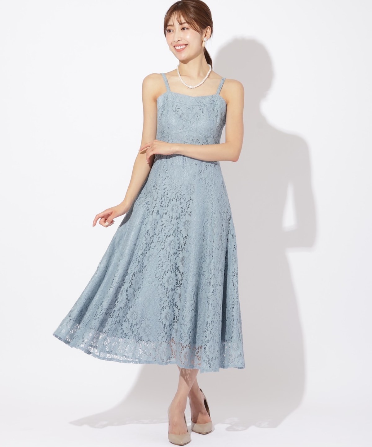 チュールブラウスレイヤーレースドレス