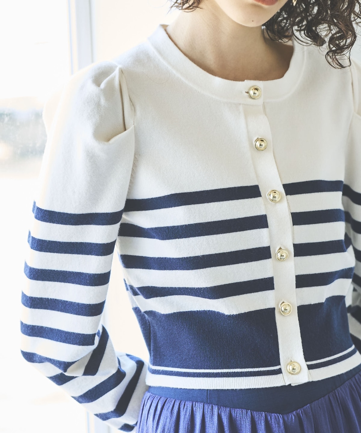 パワショルクルーネックカーディガン