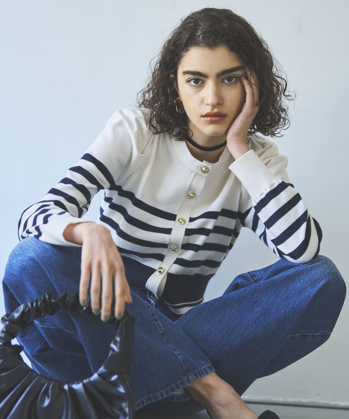 パワショルクルーネックカーディガン