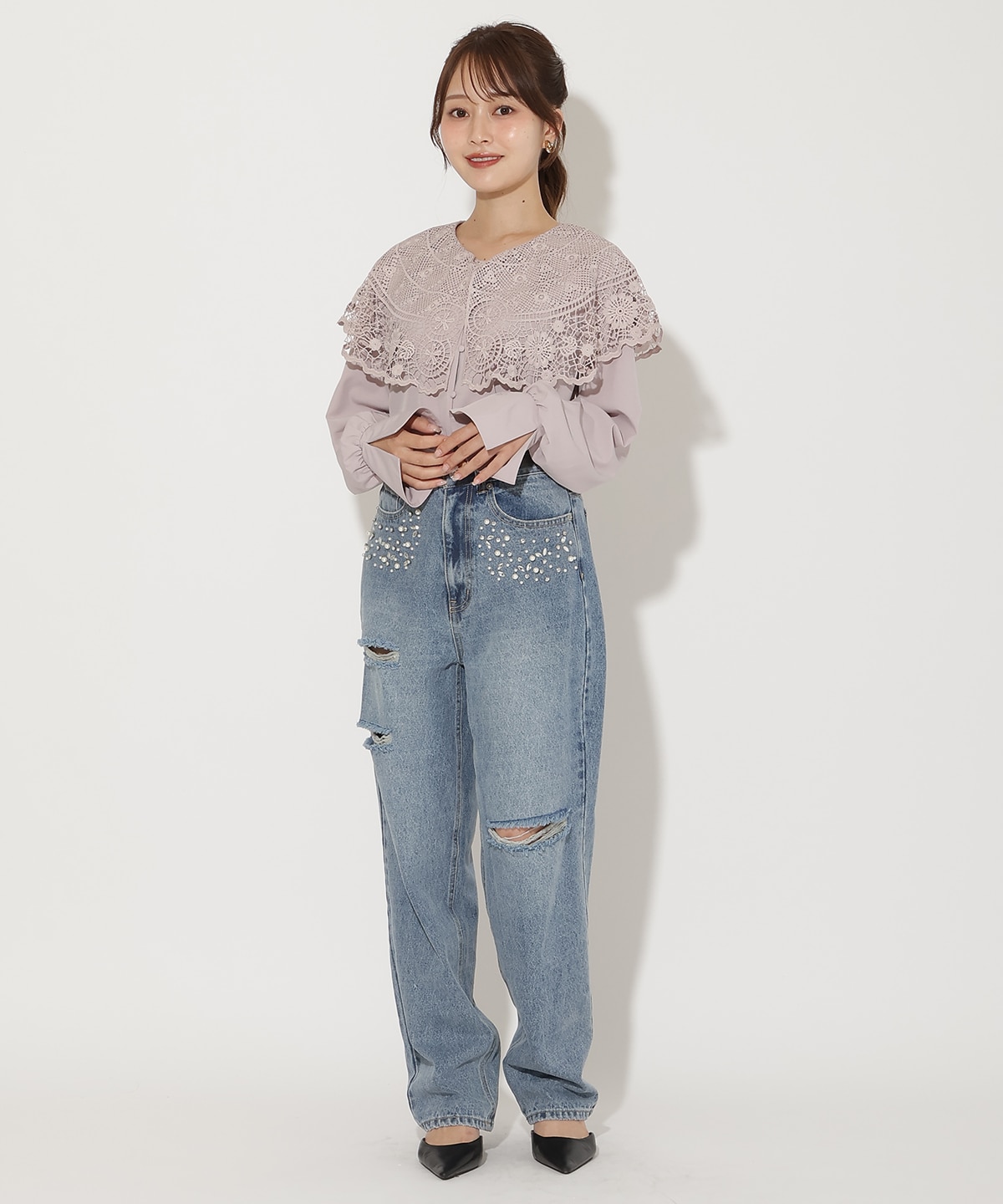 レースカラーブラウス