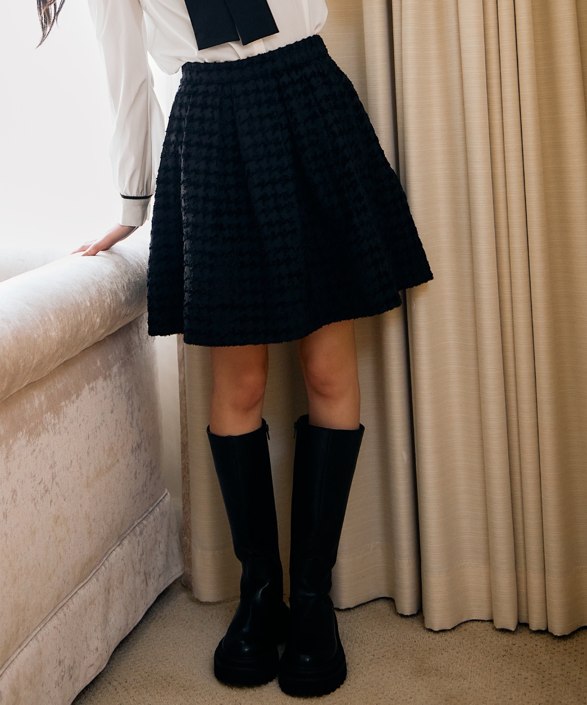 千鳥ジャガードミニスカート