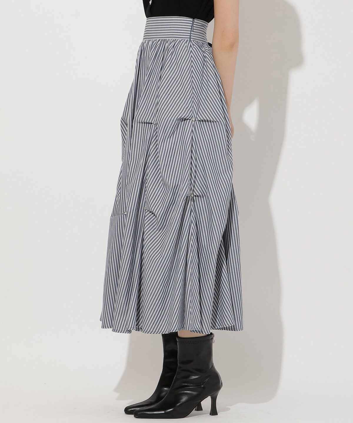 ストライプビジューティアードスカート