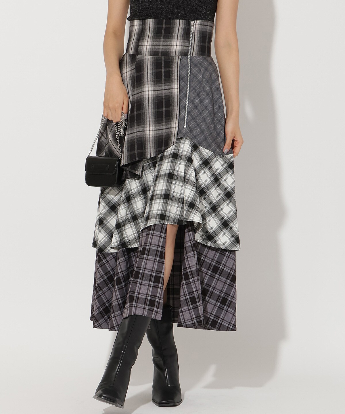 パッチワークティアードスカート