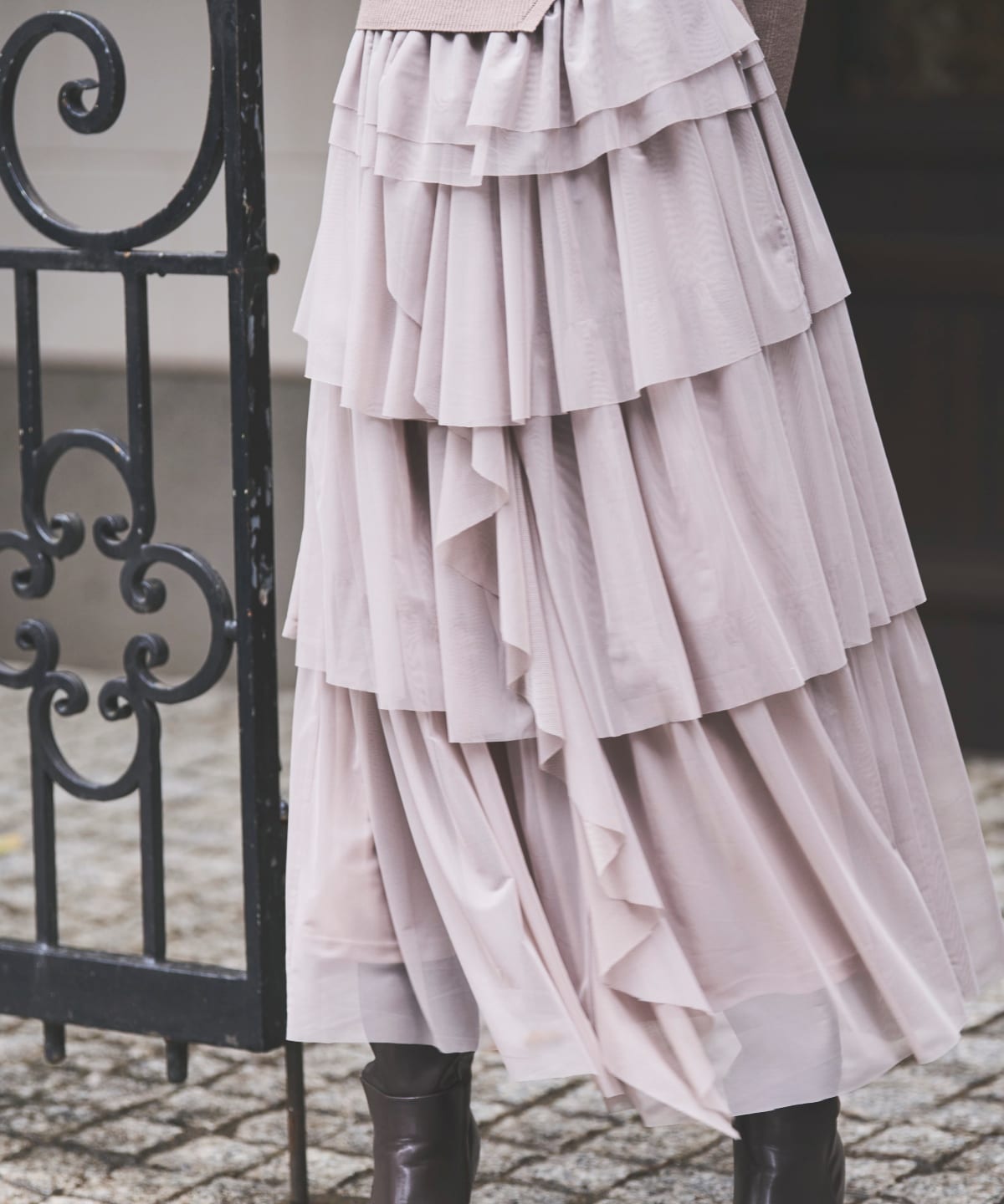 チュールティアードスカート