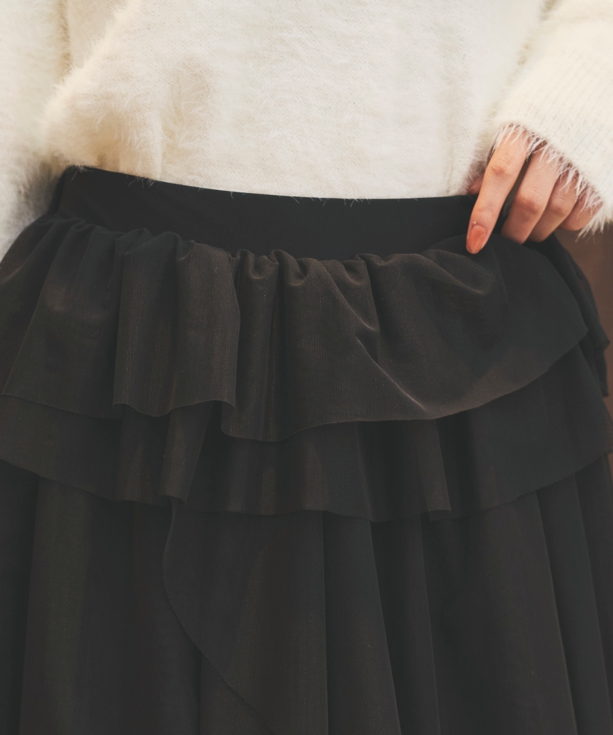 チュールティアードスカート