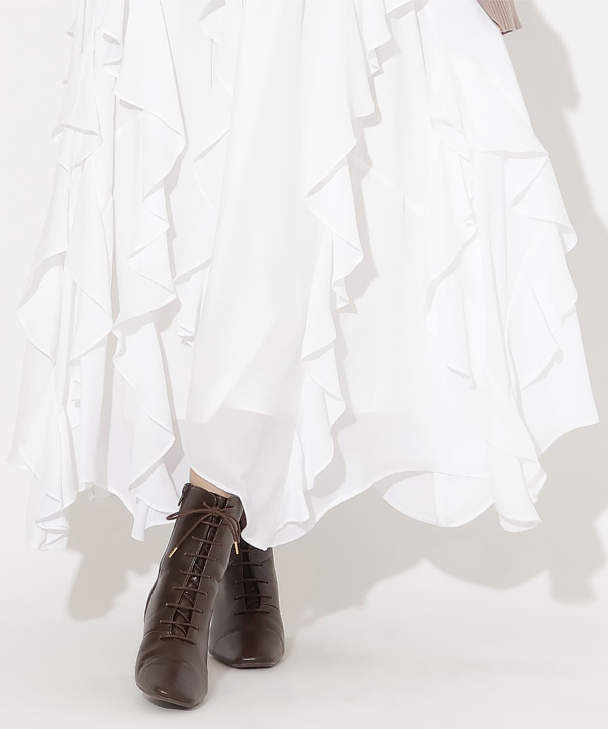 ラッフル切替フレアスカート