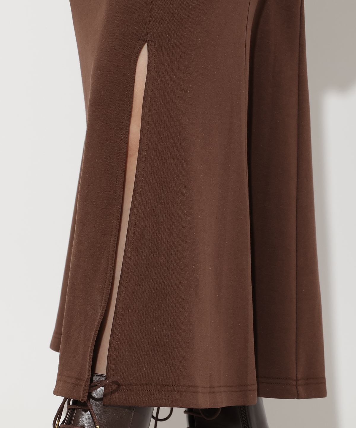 配色ポロ襟長袖ワンピース