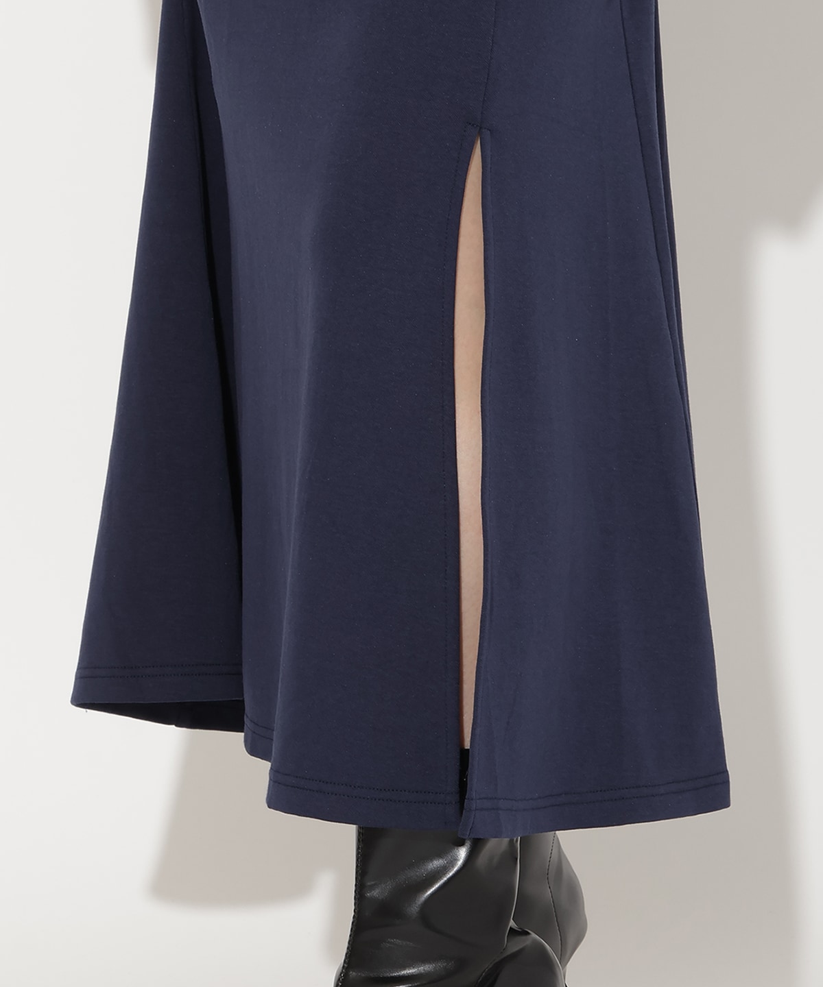 配色ポロ襟長袖ワンピース