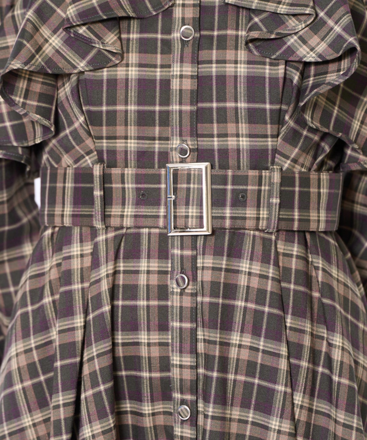 フリルケープシャツワンピース