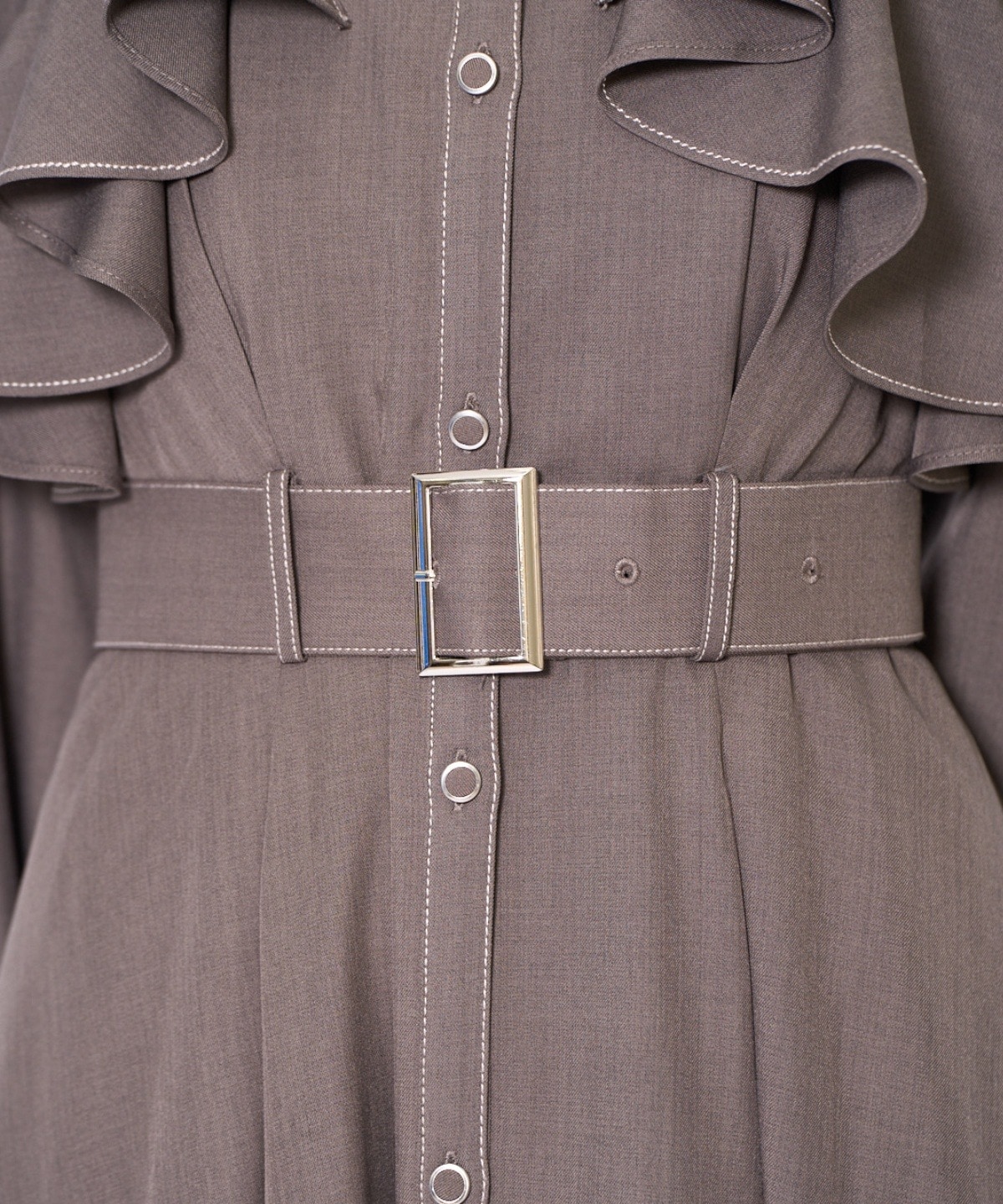 フリルケープシャツワンピース