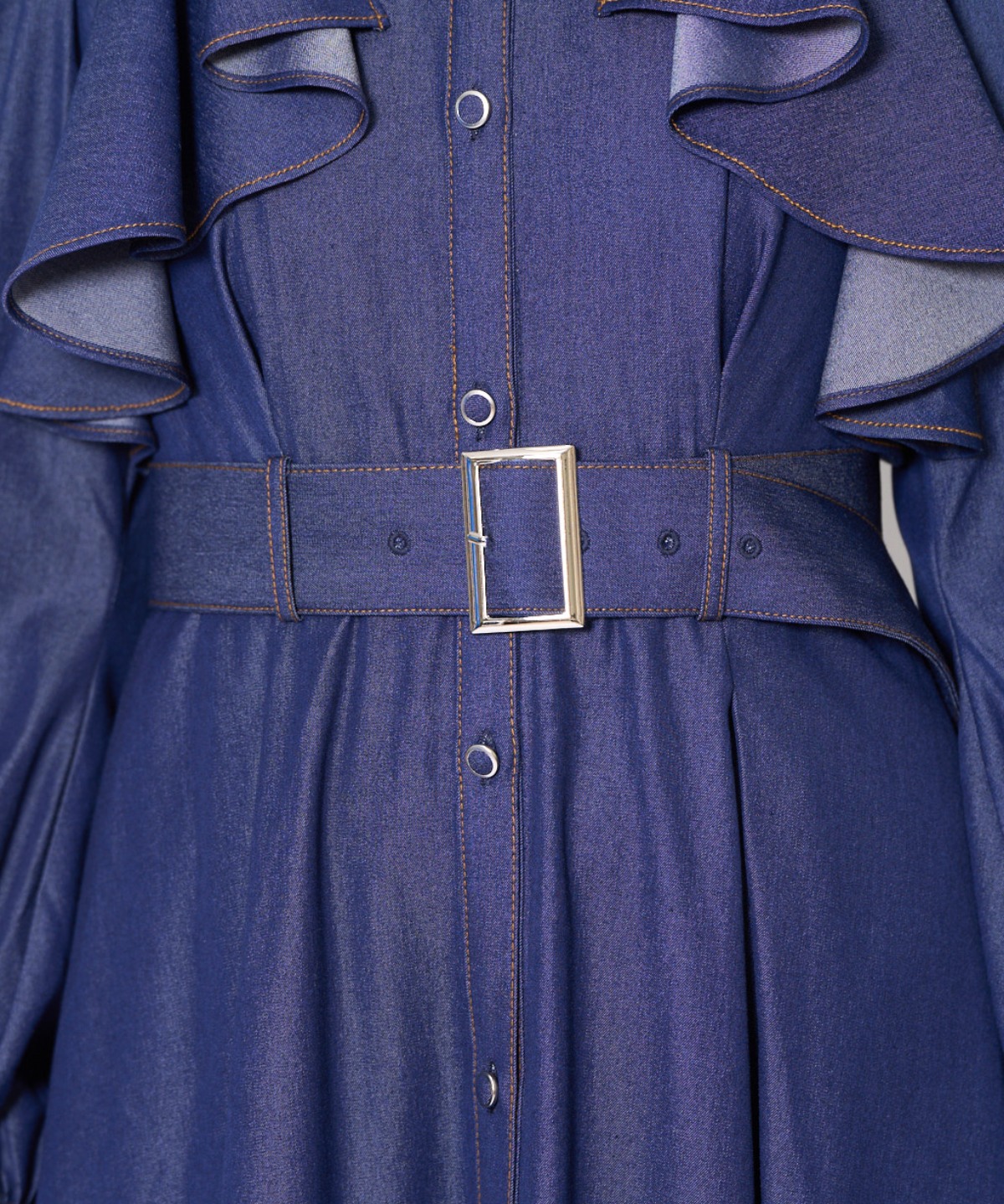 フリルケープシャツワンピース