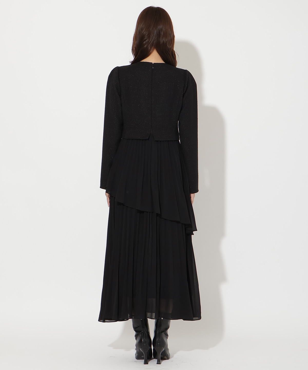 ツイードジャケットドッキングワンピース