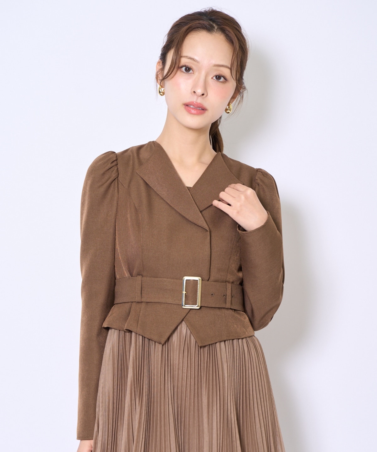 プリーツレイヤードワンピース