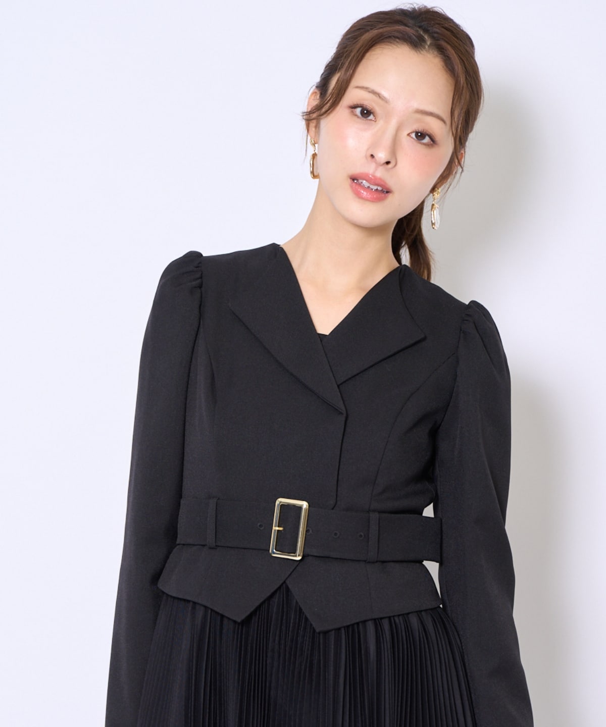 プリーツレイヤードワンピース