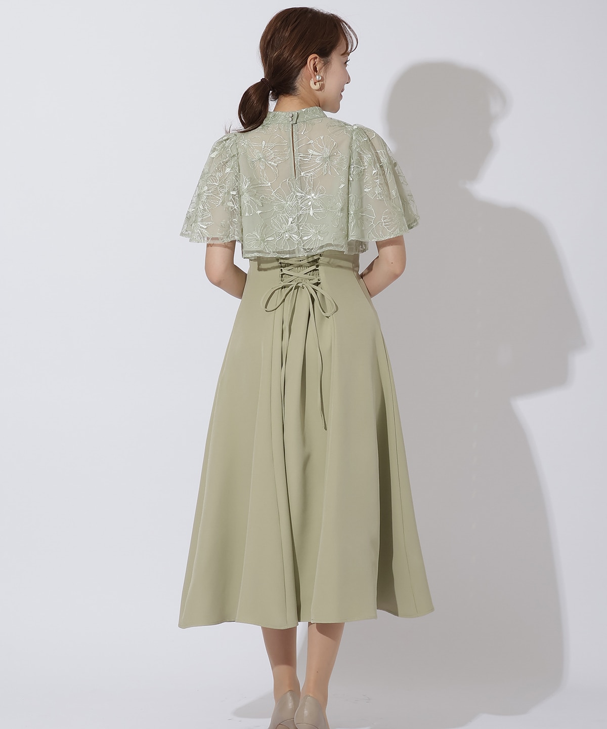 ラメフラワーチュールレイヤードドレス