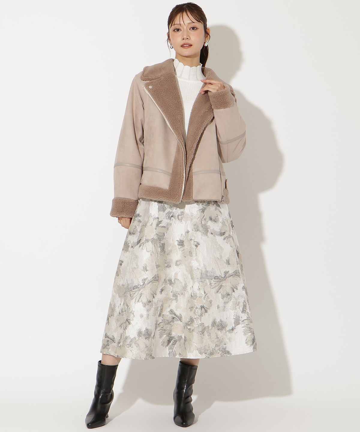 ムートンボアライダースブルゾン