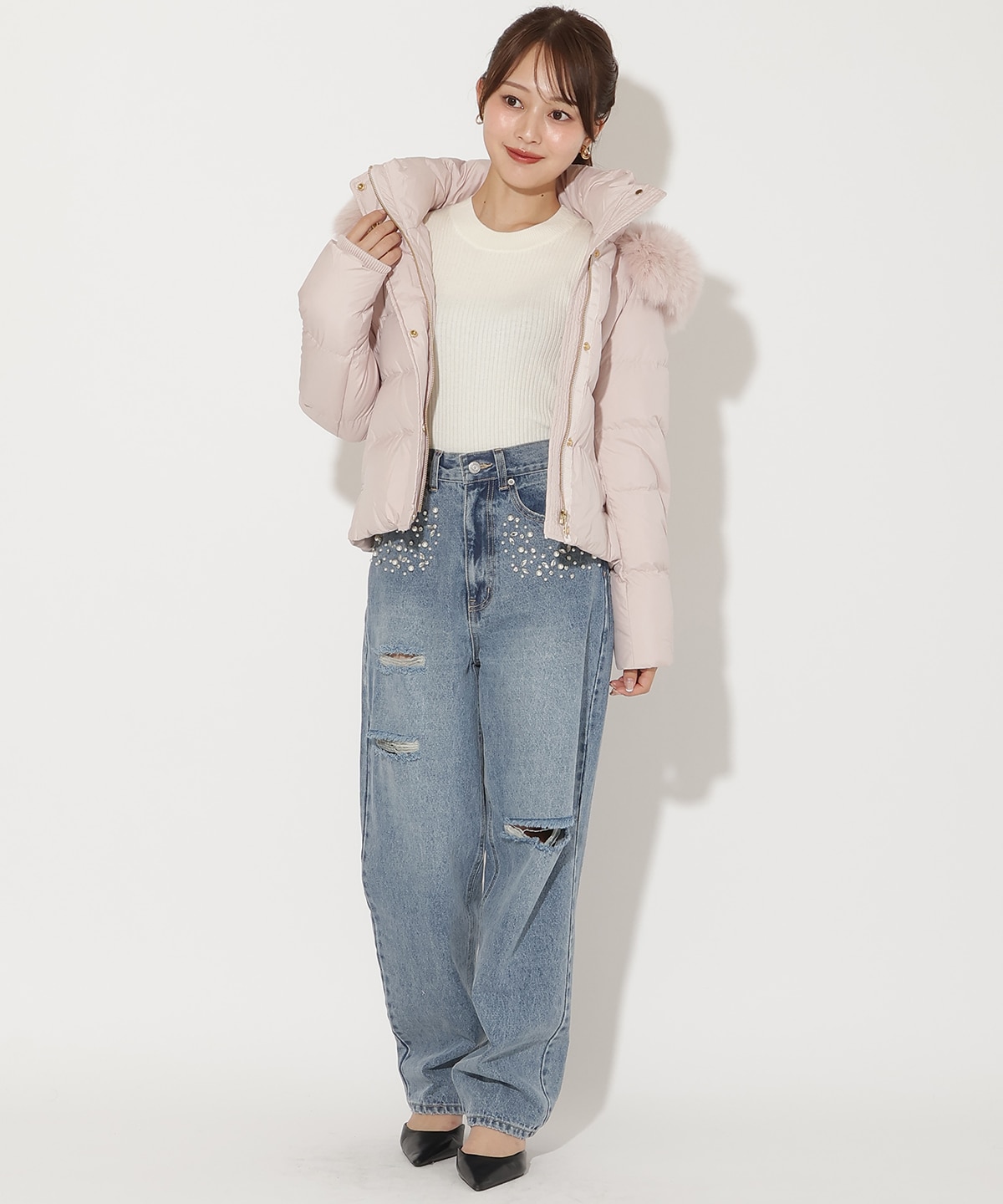 FOXファー付きショートダウン