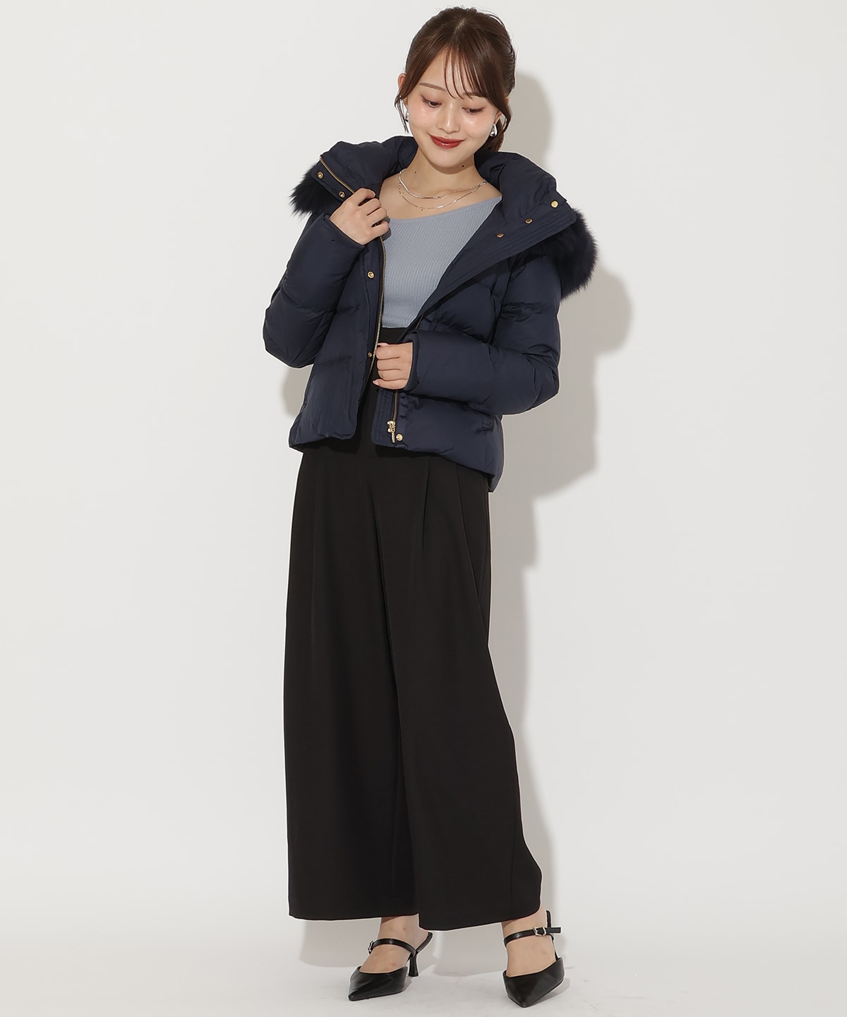 FOXファー付きショートダウン