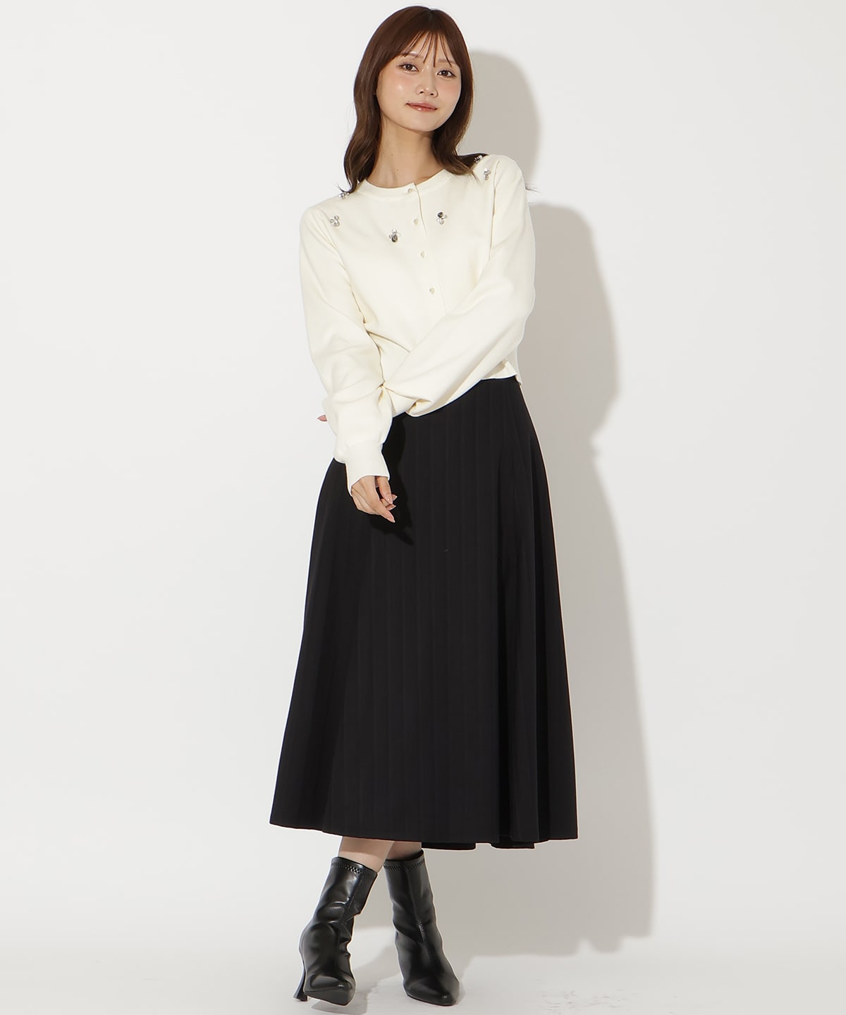 ビジュー×パールニットカーディガン