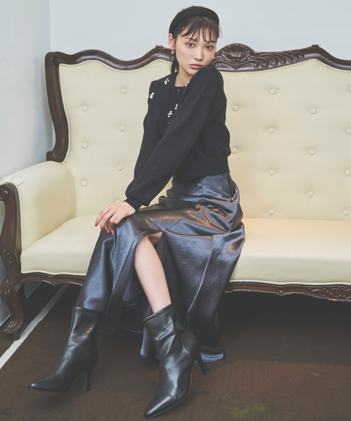 ビジュー×パールニットカーディガン