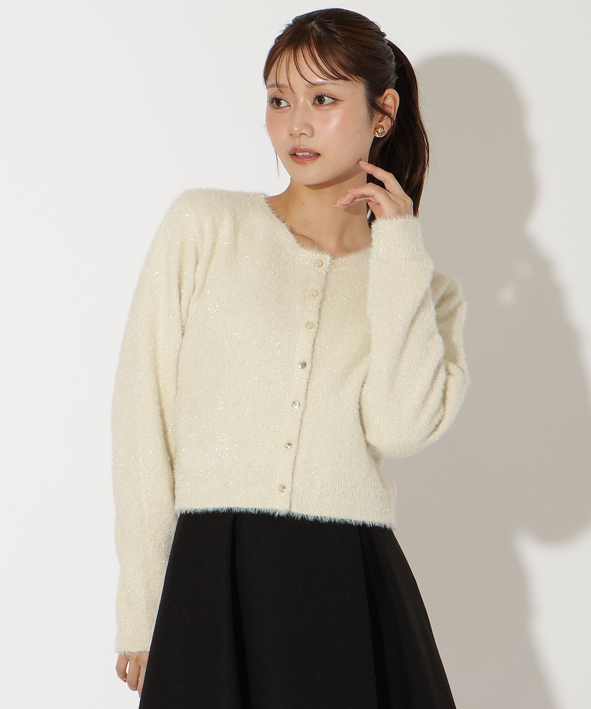 ラメシャギーニットカーディガン