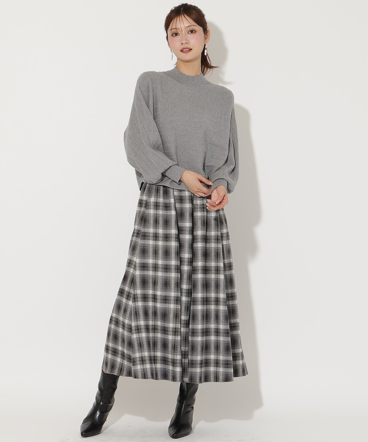 ワイドリブドルマンニット