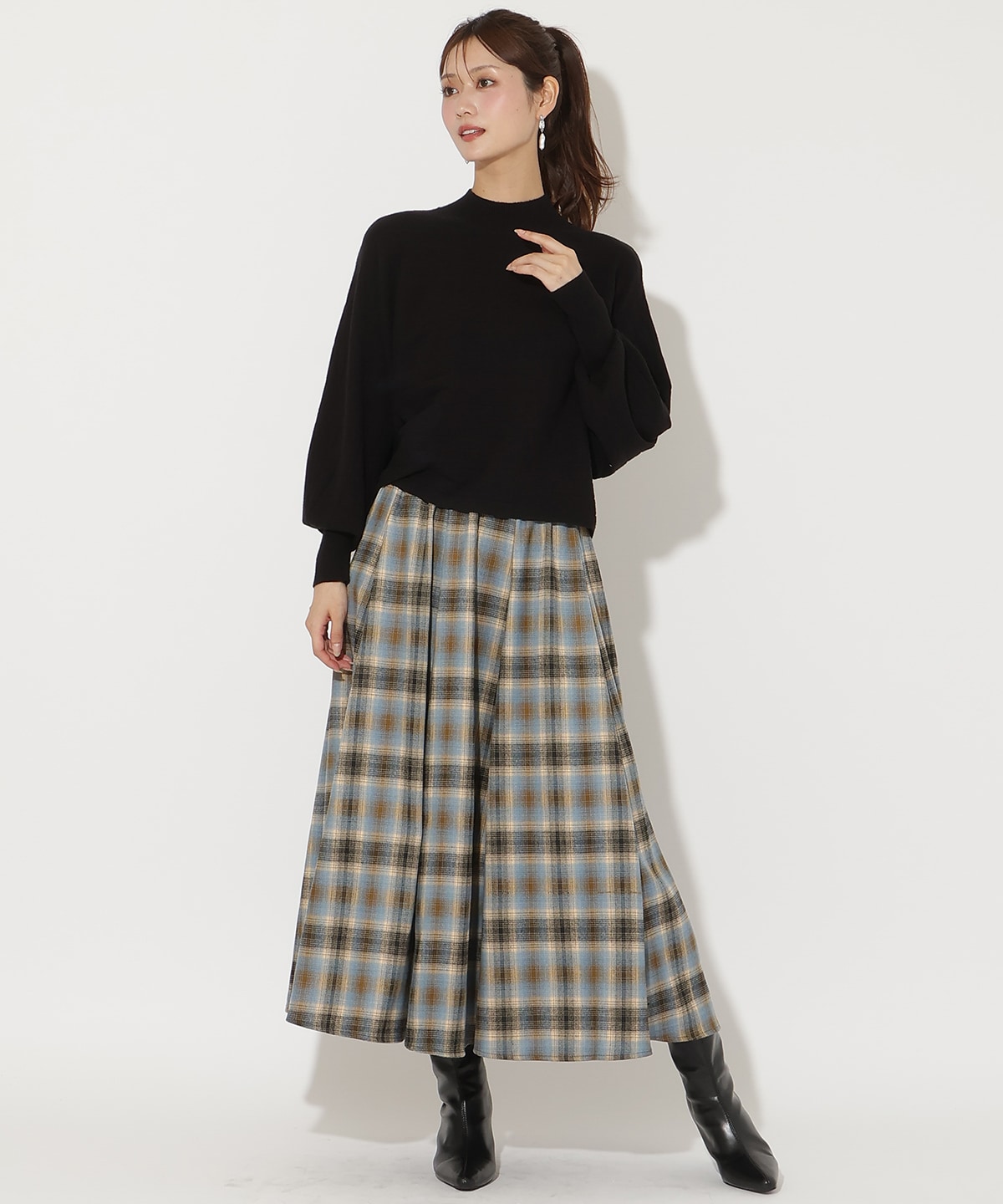 ワイドリブドルマンニット