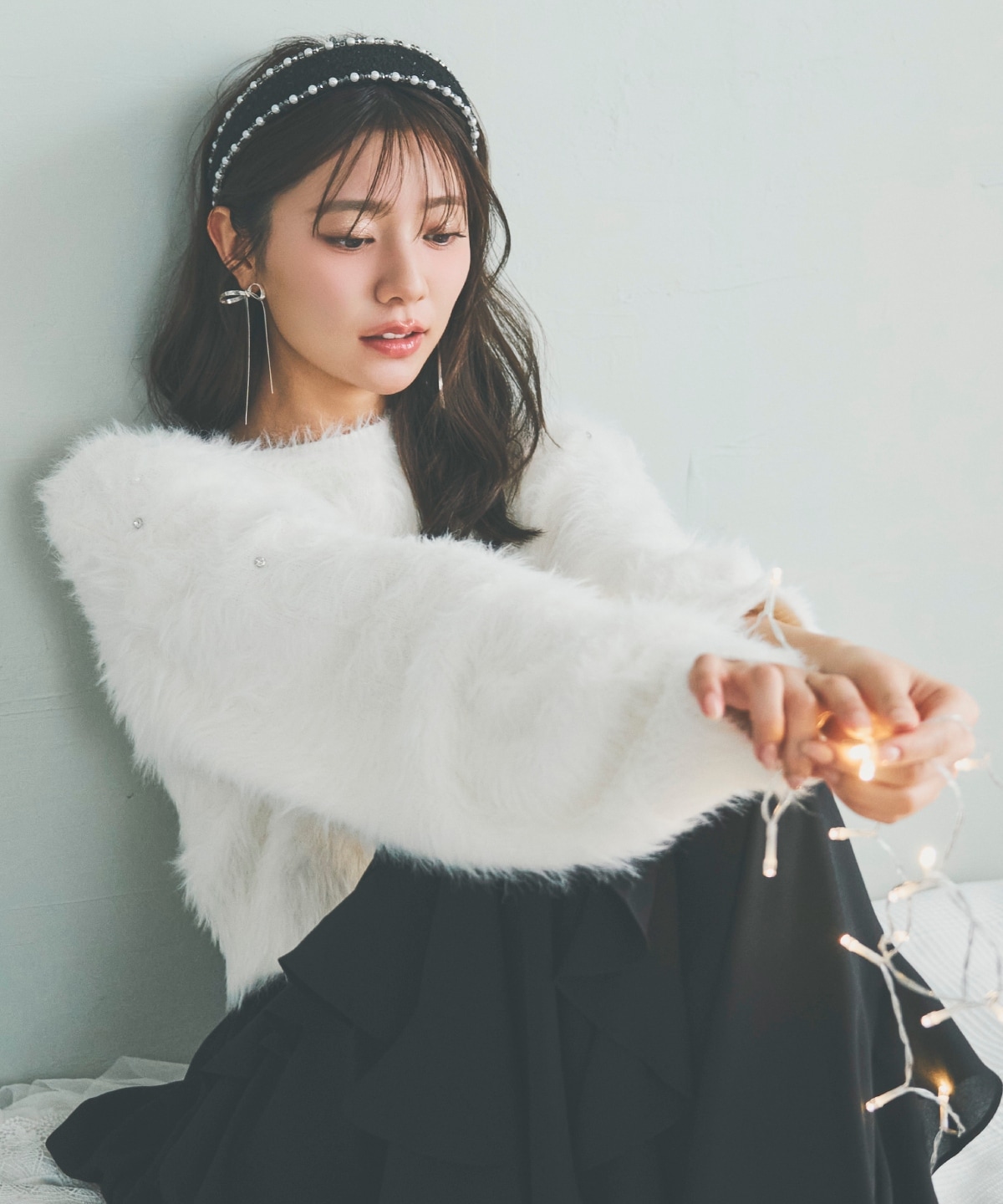 ビジューフェザーニットプルオーバー