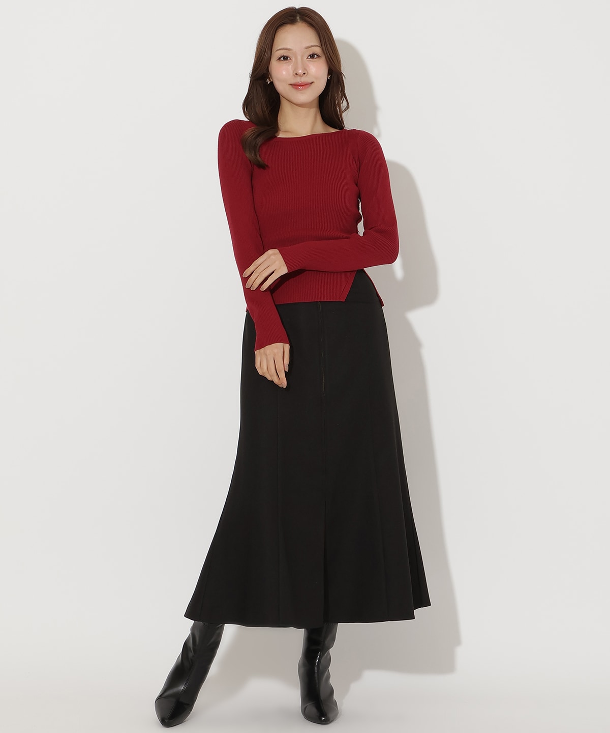 アシメVネック長袖プルオーバー