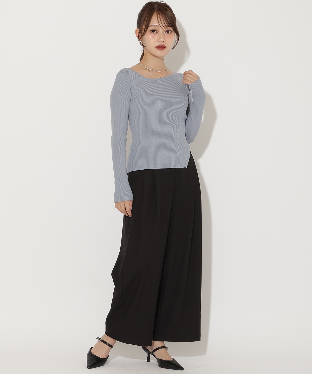 アシメVネック長袖プルオーバー