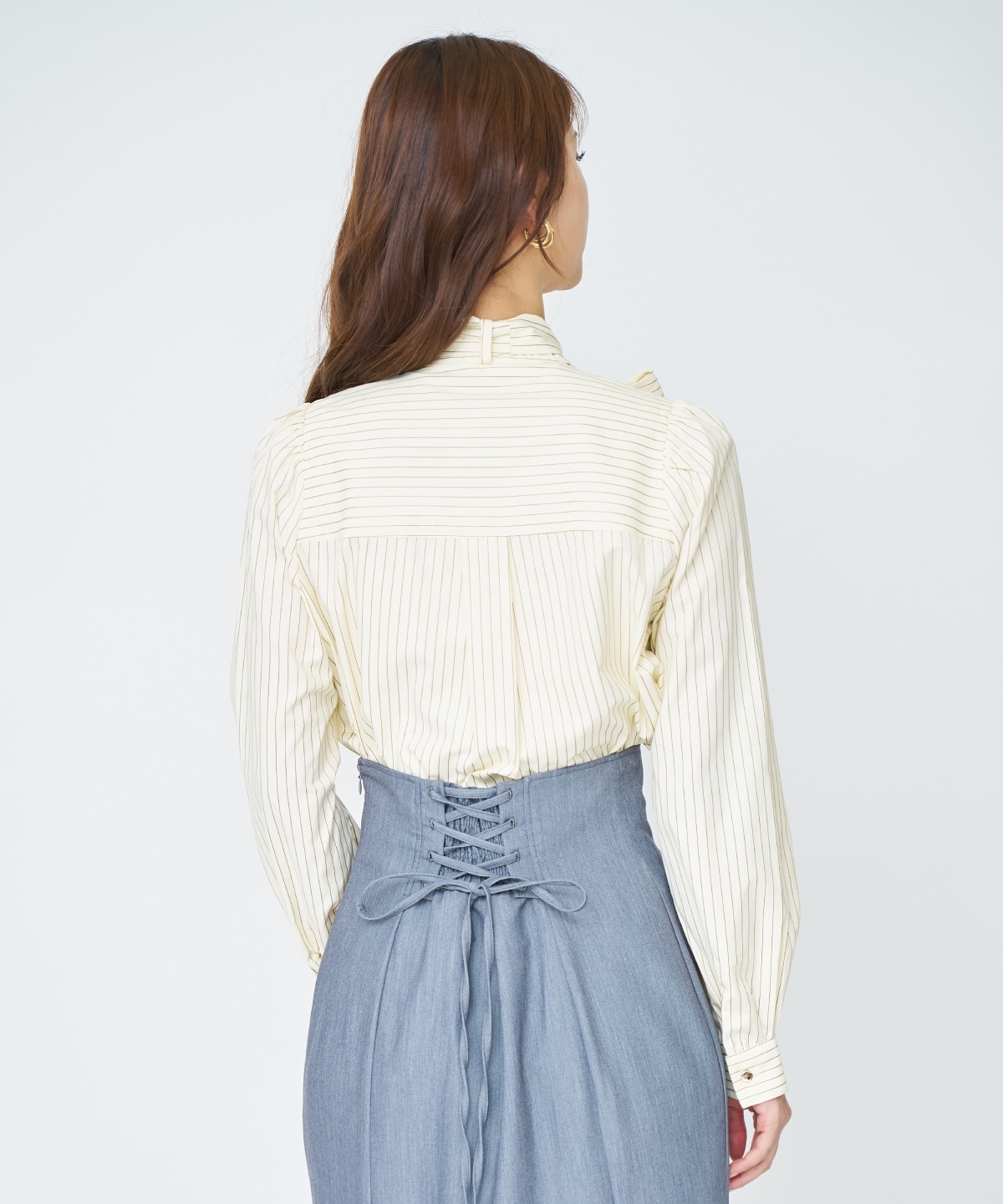 【先行予約受付中】バタフライリボンストライプブラウス