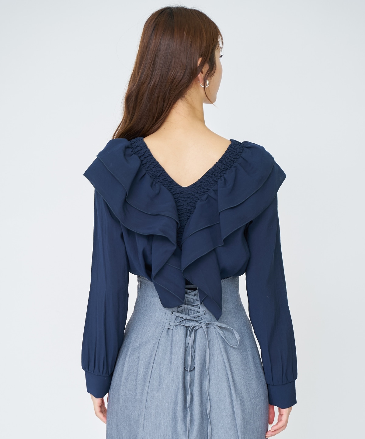 【先行予約受付中】シャーリングフリルブラウス