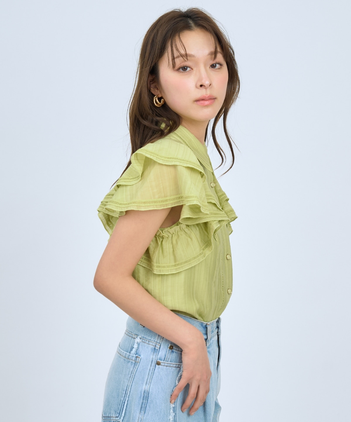 【先行予約受付中】ラッフルスリーブシャツブラウス