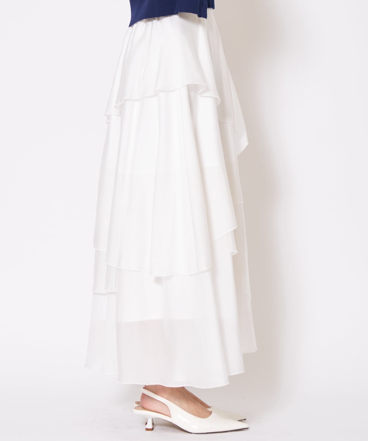 アシンメトリーシフォンラッフルスカート