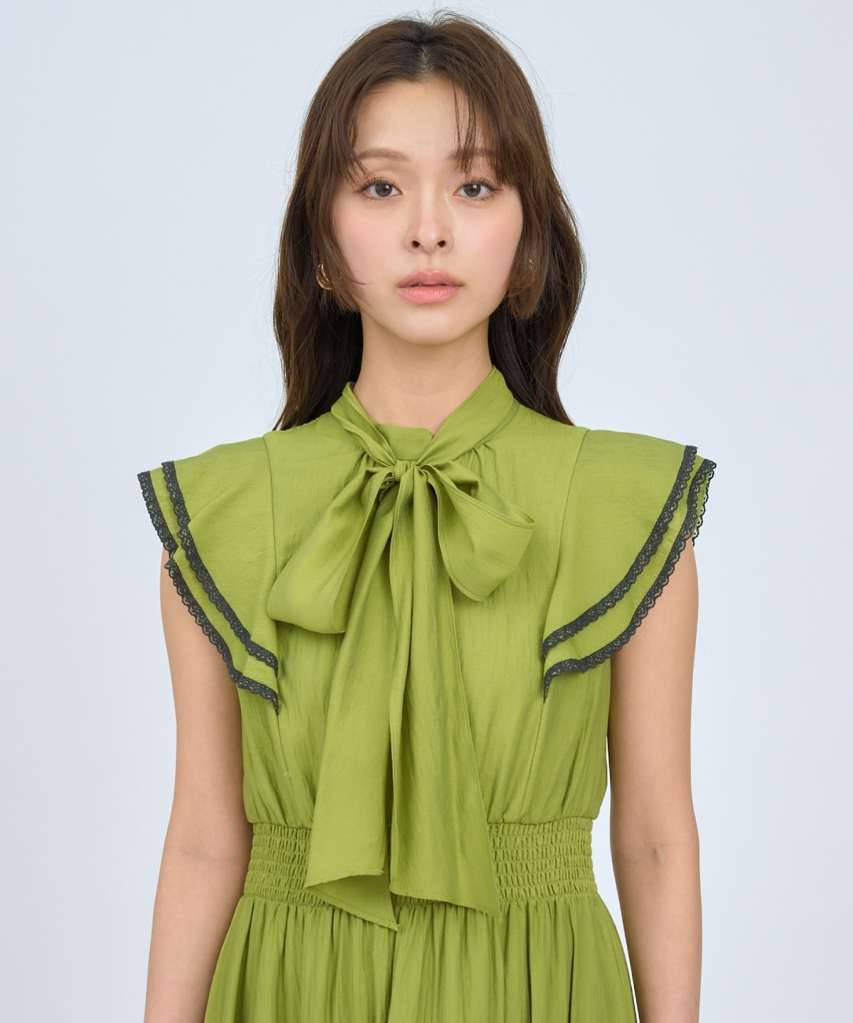 レーストリミングティアードワンピース