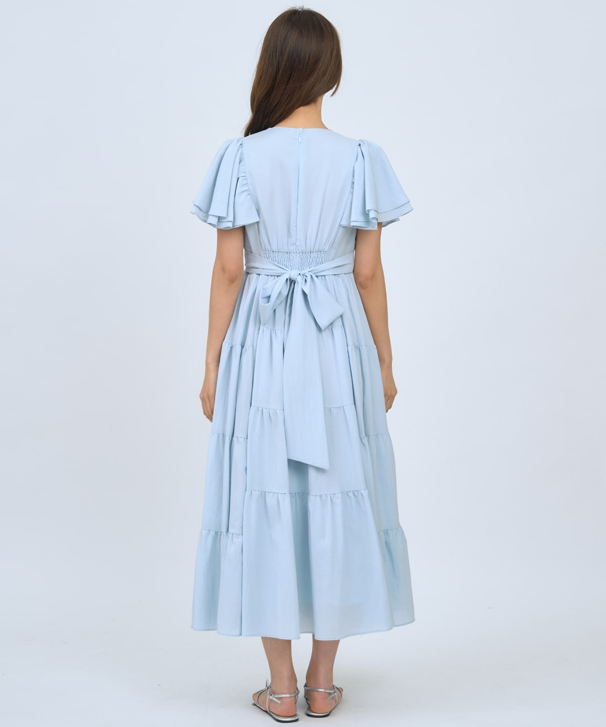 【先行予約受付中】Vネック襟レースティアードワンピース