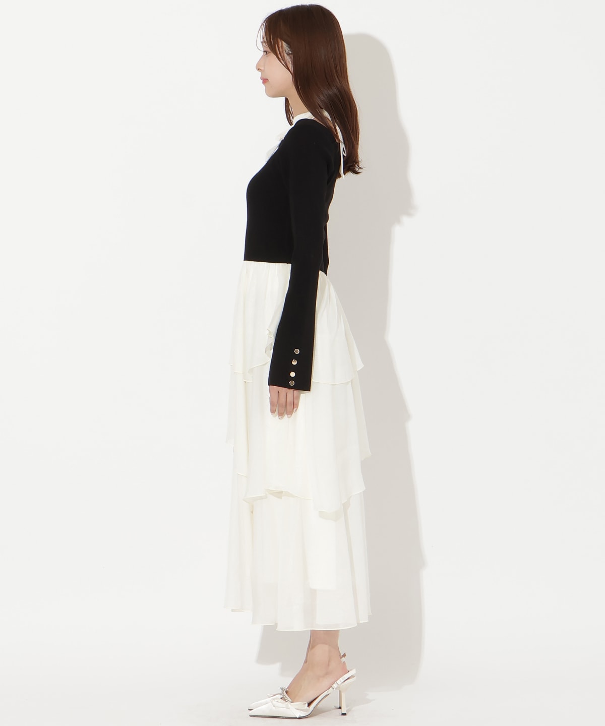 【先行予約受付中】リボン付きニットドッキングワンピース