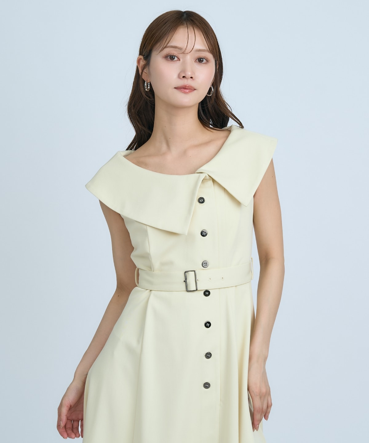 【先行予約受付中】アシメビックカラー前ボタンワンピース