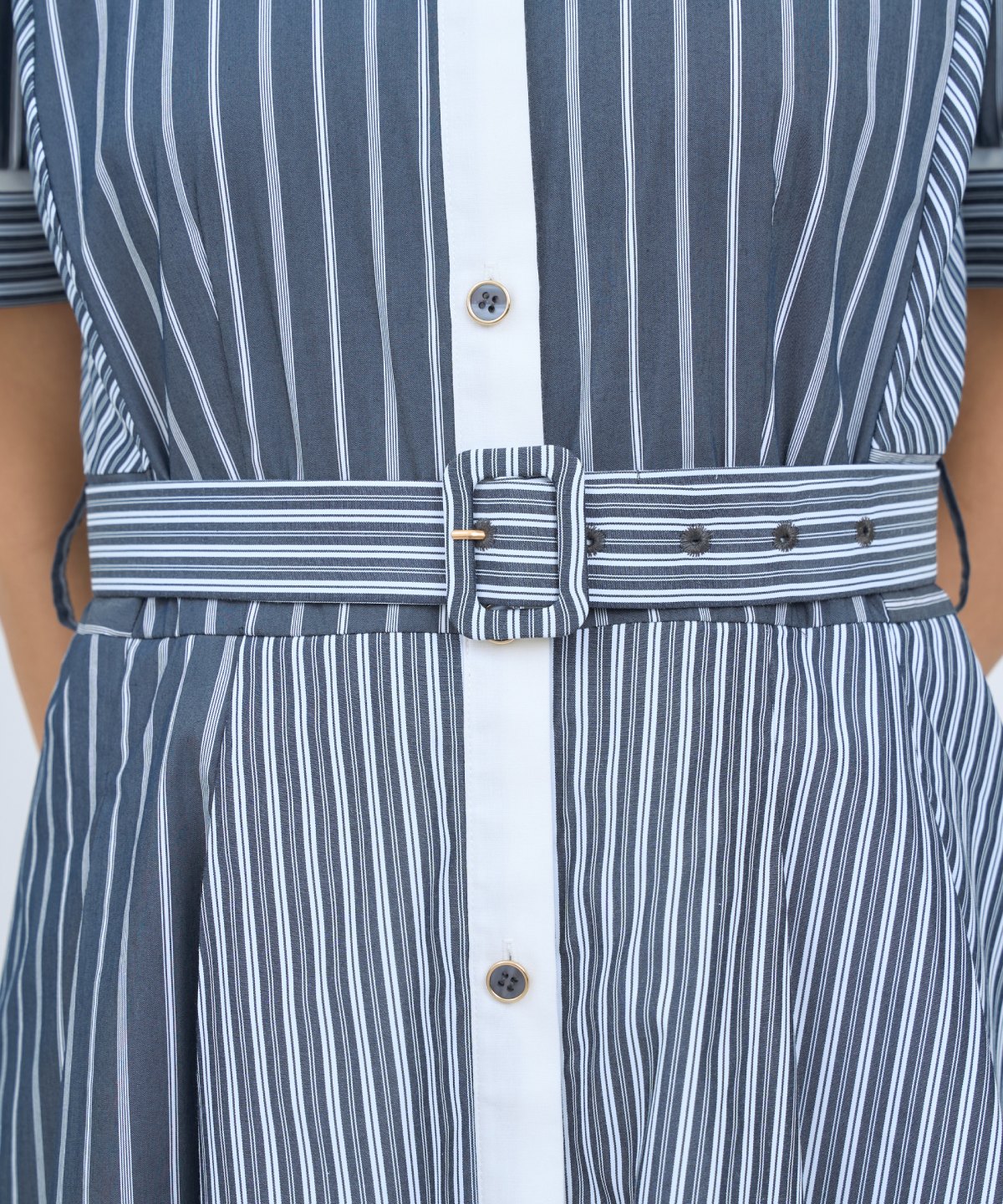 【先行予約受付中】マルチストライプシャツワンピース