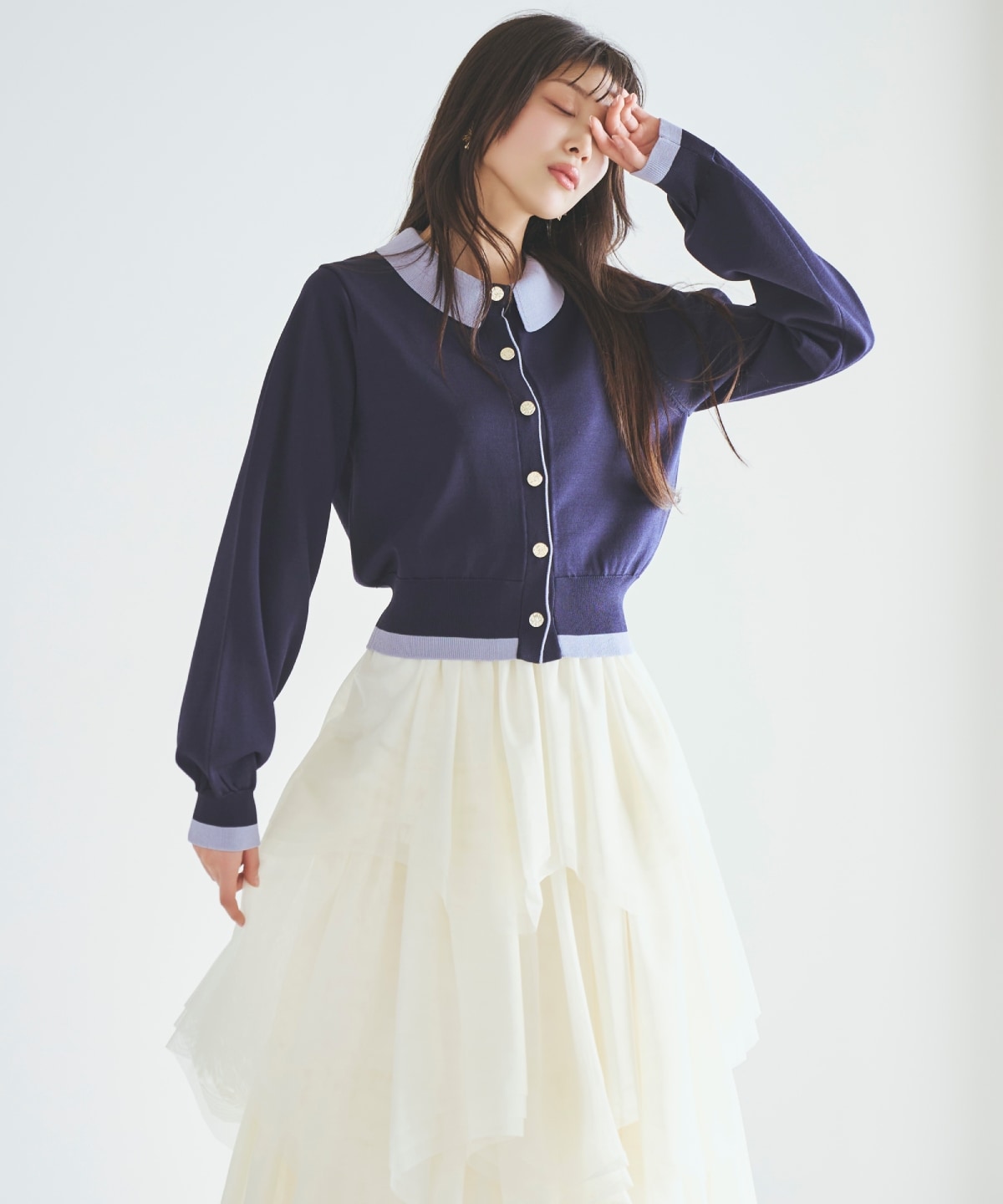 【先行予約受付中】配色レイヤードライクニットカーディガン