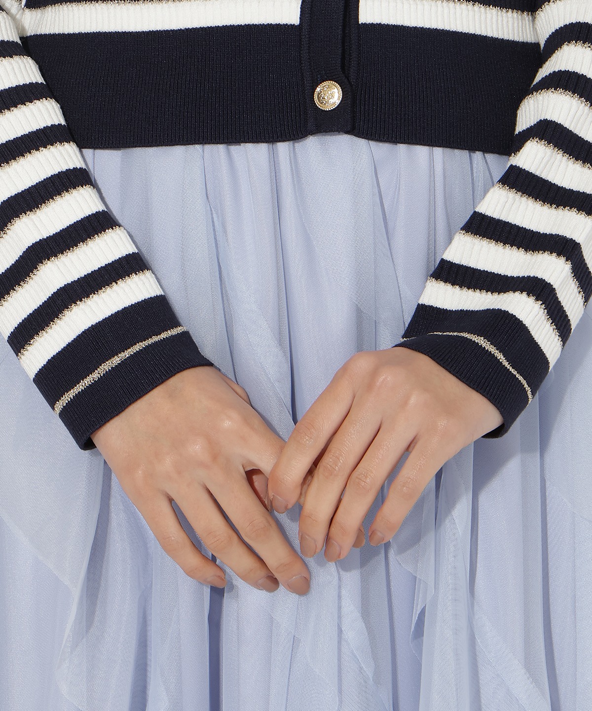 ラメボーダーニットカーディガン