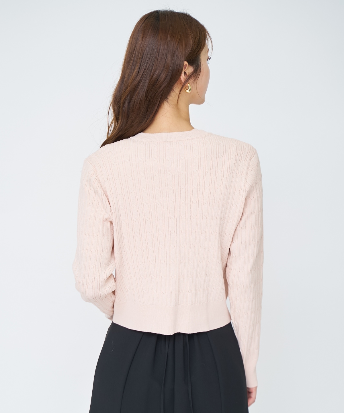 ケーブル編みカーディガンアンサンブル