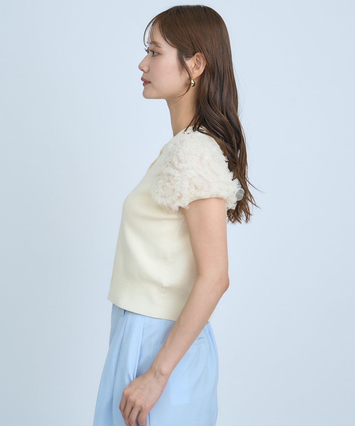 フラワーチュールスリーブカーディガン